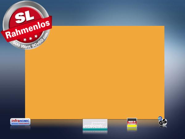 Farbige Infrarotheizung slim-line Rahmenlos 400 bis 900 Watt orange
