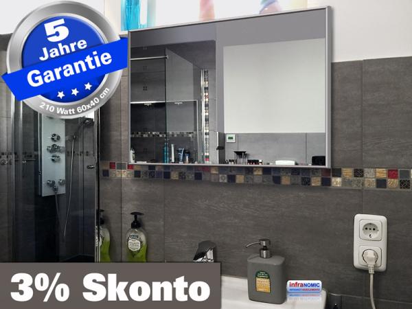 Infrarot Spiegelheizung Bad 210 Watt 60x40 M10