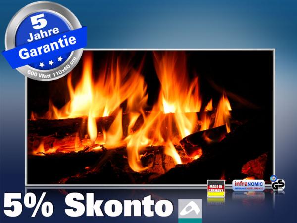 Infrarot Bildheizung 600 Watt 110x60 M10-SL Kaminfeuer