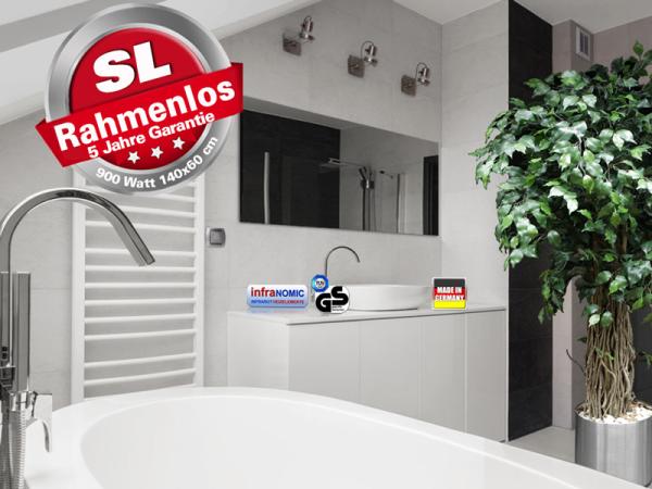 Infrarot Spiegelheizung Bad 900 Watt ESG Glas 140x60 M10-SL