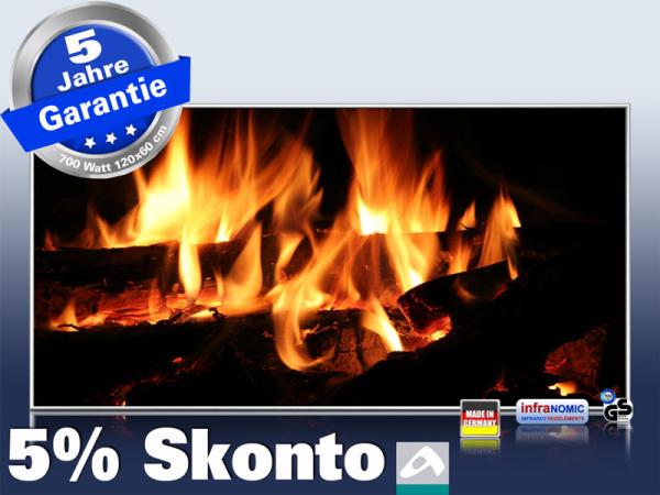 Infrarotheizung als Bild Bildheizung 700 Watt 120x60 M10-SL Kaminfeuer