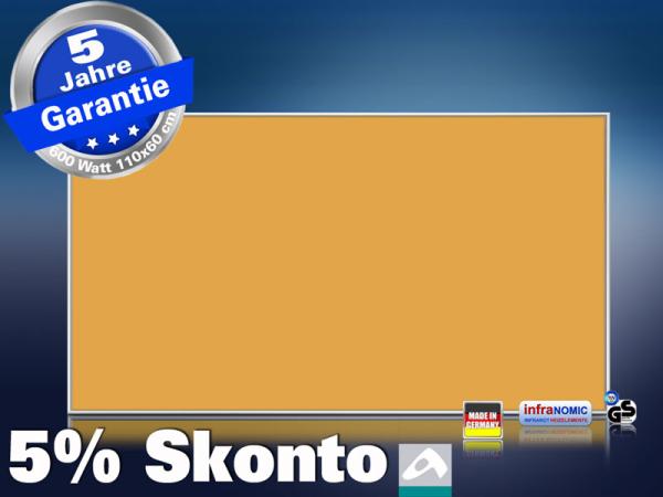 Infrarotheizung farbig 600 Watt 110x60 M10-SL RAL Leuchthellorange
