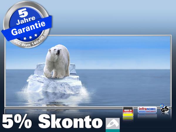 Infrarotheizung als Bild Bildheizung 900 Watt 140x60 M10-SL Eisbär