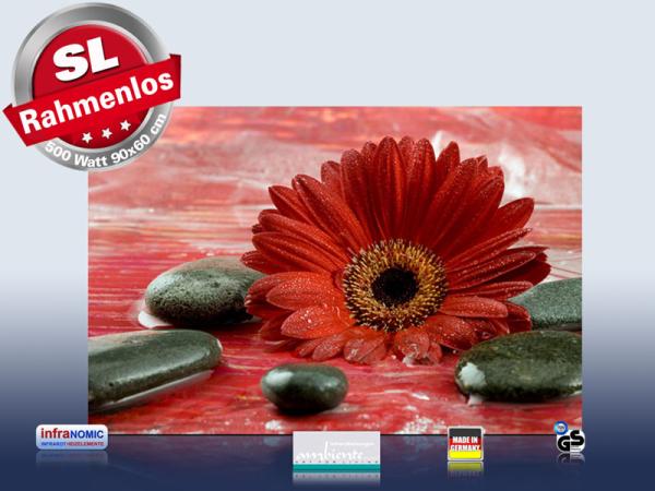 infrarot Bildheizung 500 Watt 90x60 M10-SL Rote Gerbera