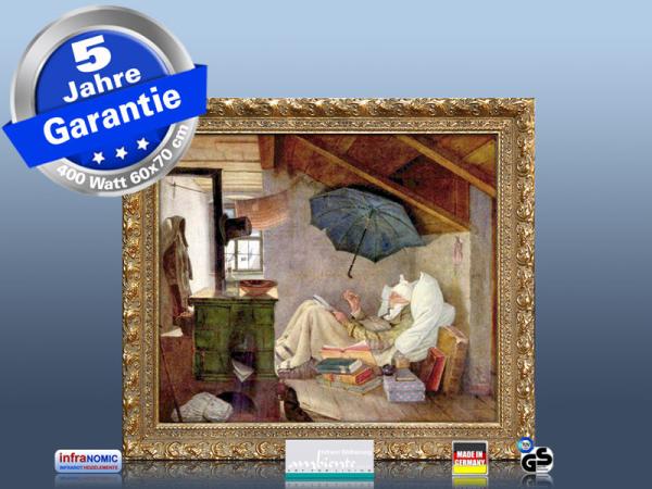 Infrarot Bildheizung Kunst 400 Watt 70x60 Stilrahmen StG Der arme Poet