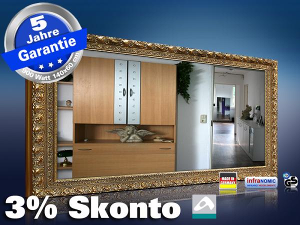 Infrarot Spiegelheizung 900 Watt 140x60 Stilrahmen StG