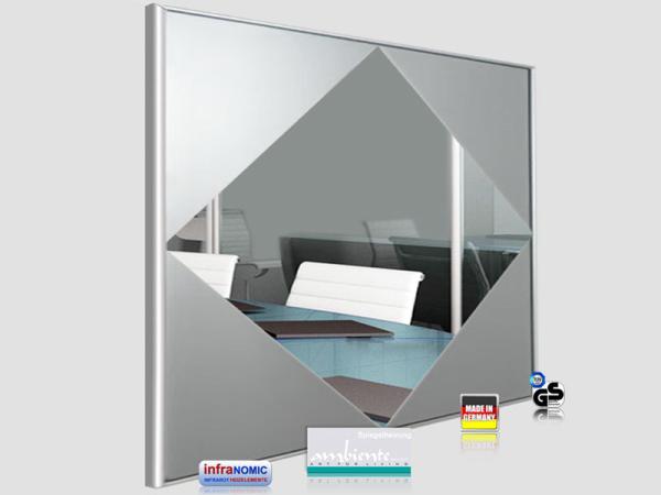 Design Spiegel mit Infrarotheizung 500-900 Watt 4 Größen M10 Raute
