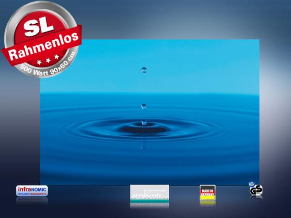 infrarot Bildheizung 500 Watt 90x60 M10-SL Wassertropfen