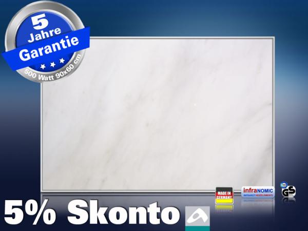 infrarot Bildheizung 500 Watt 90x60 M10-SL Marmor hellweiß