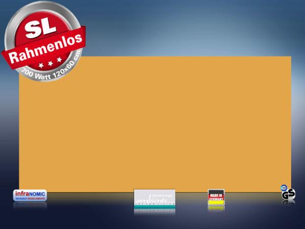 Infrarotheizung farbig 700 Watt 120x60 M10-SL RAL Leuchthellorange