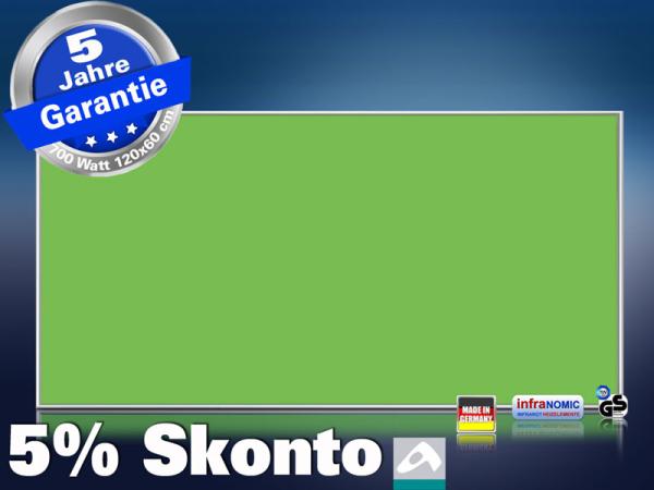 Infrarotheizung farbig 700 Watt 120x60 M10-SL RAL Minzgrün