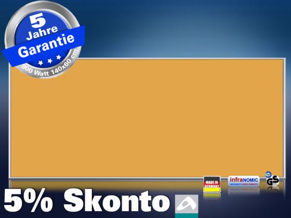 Infrarotheizung farbig 900 Watt 140x60 M10-SL RAL Leuchthellorange