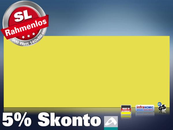 Infrarotheizung farbig 900 Watt 140x60 M10-SL RAL Verkehrsgelb
