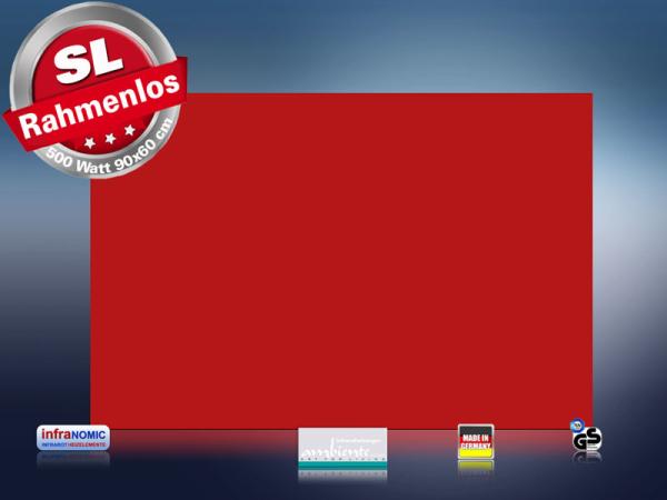 Infrarotheizung farbig 500 Watt 90x60 M10-SL RAL Verkehrsrot