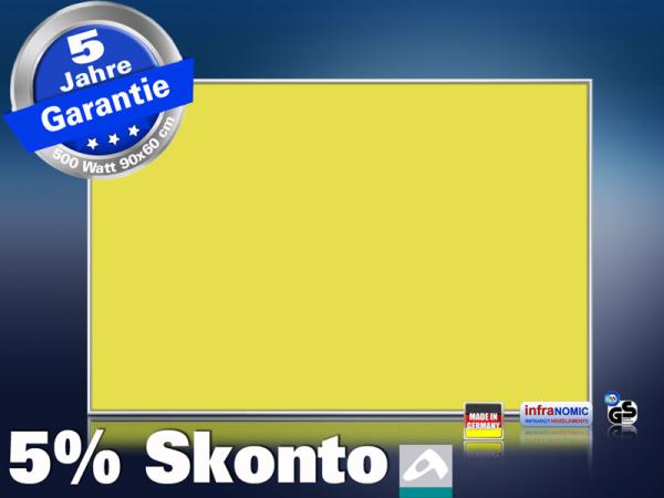 Infrarotheizung farbig 500 Watt 90x60 M10-SL RAL Verkehrsgelb
