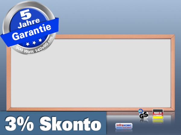 Infrarotheizung 900 Watt ESG Glas weiß 140x60 Holzrahmen HB30 +++