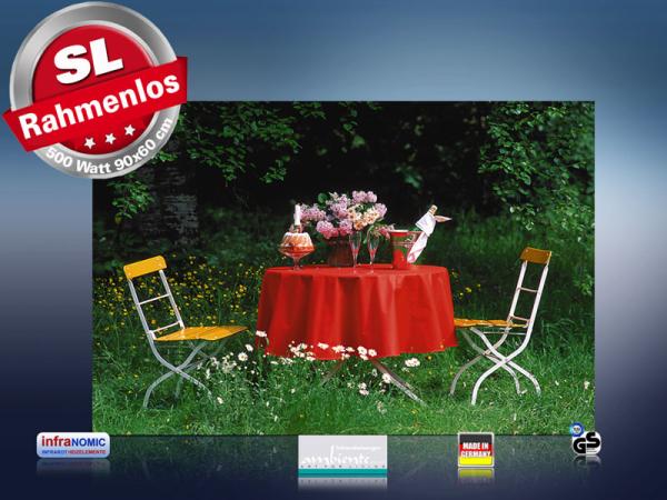 infrarot Bildheizung 500 Watt 90x60 M10-SL Sektfrühstück