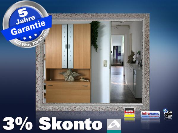 Infrarot Spiegelheizung Bad 400 Watt 70x60 Stilrahmen StSi
