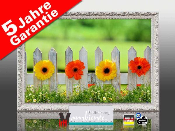 Infrarot Bildheizung 500 Watt 90x60 Stilrahmen StAw Blumenzaun