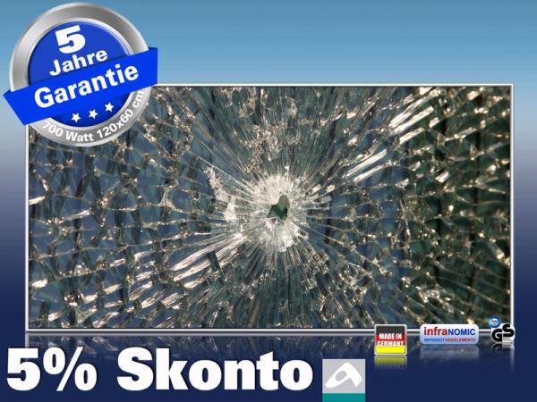 Infrarot Bildheizung 700 Watt 120x60 M10-SL Glas mit Loch