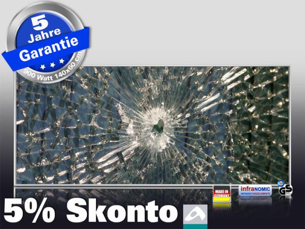 Infrarot Bildheizung 900 Watt 140x60 M10-SL Glas mit Loch