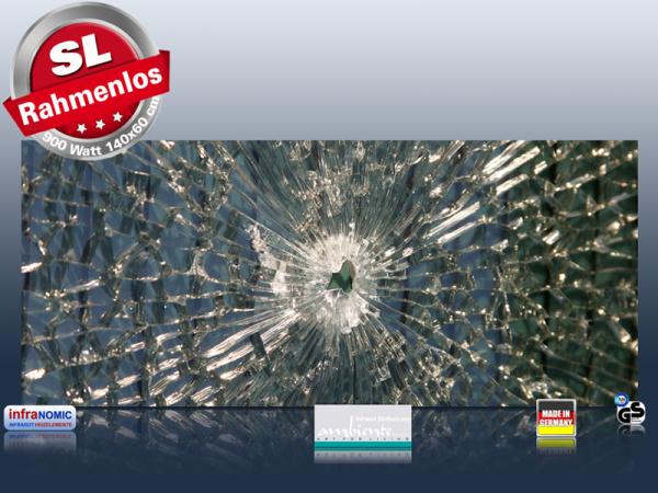 Infrarot Bildheizung 900 Watt 140x60 M10-SL Glas mit Loch