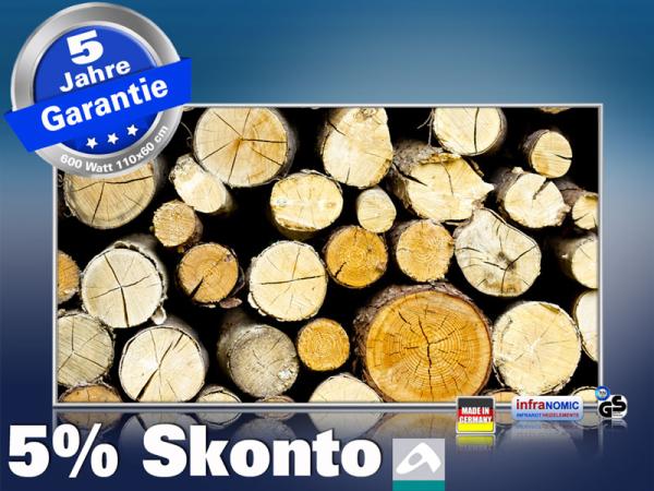 Infrarot Bildheizung 600 Watt 110x60 M10-SL Holzstapel