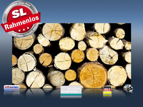Infrarot Bildheizung 600 Watt 110x60 M10-SL Holzstapel