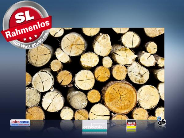 infrarot Bildheizung 500 Watt 90x60 M10-SL Holzstapel