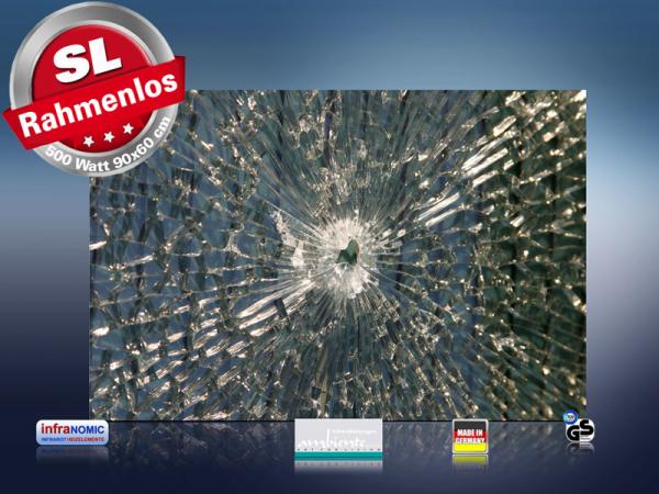 infrarot Bildheizung 500 Watt 90x60 M10-SL Glas mit Loch
