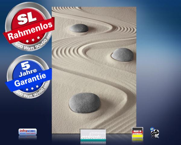 Infrarot Bildheizung 500 Watt 90x60 M10-SL Steine im Sand