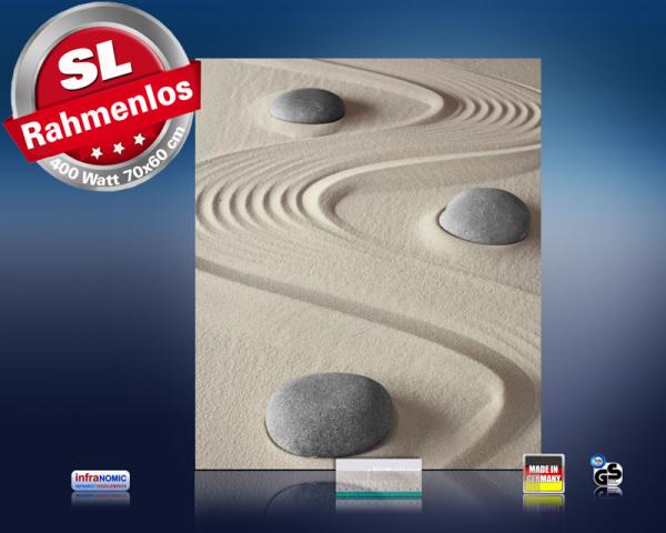 Infrarot Bildheizung 400 Watt 70x60 M10-SL Steine im Sand