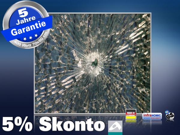 Infrarot Bildheizung 400 Watt 70x60 M10-SL Glas mit Loch