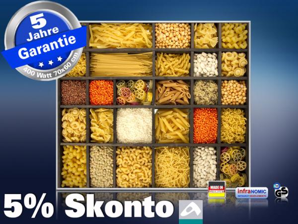 infrarot Bildheizung 400 Watt 70x60 M10-SL Nudeln und Hülsenfrüchte