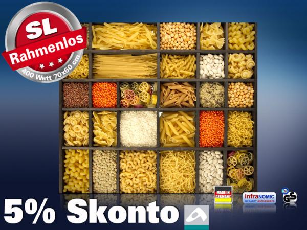 infrarot Bildheizung 400 Watt 70x60 M10-SL Nudeln und Hülsenfrüchte