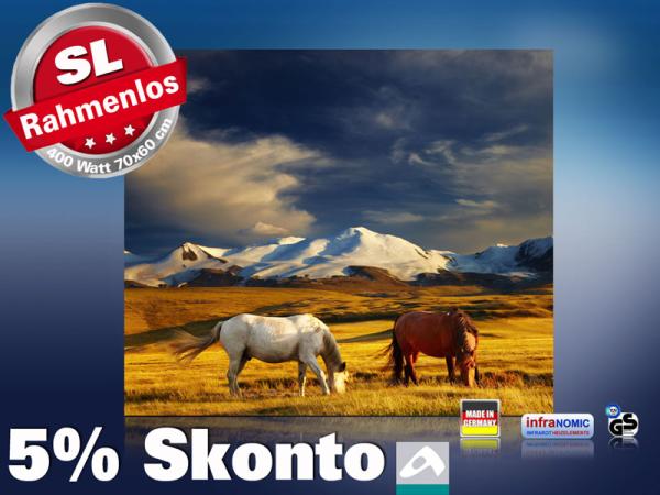 Infrarot Bildheizung 400 Watt 70x60 M10-SL Wildpferde