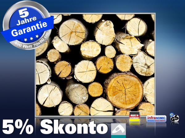 infrarot Bildheizung 400 Watt 70x60 M10-SL Holzstapel
