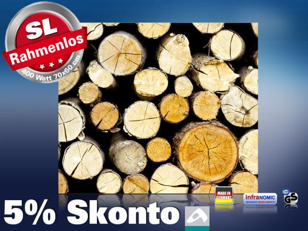 infrarot Bildheizung 400 Watt 70x60 M10-SL Holzstapel