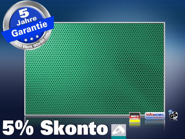 Infrarot Bildheizung 500 Watt 90x60 M10-SL Löcher grün