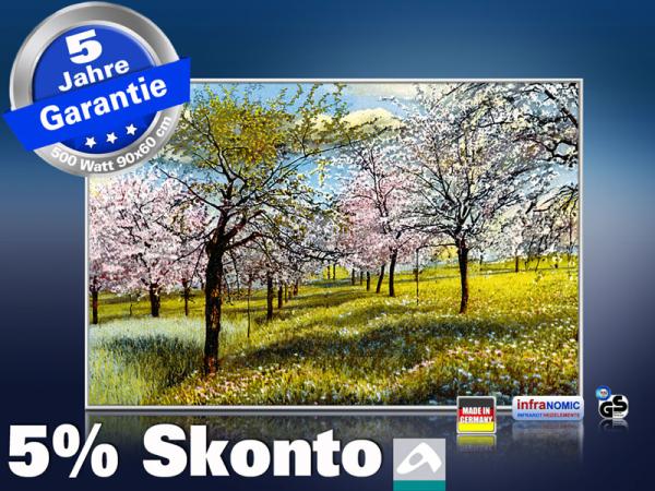 Infrarot Bildheizung Kunst 500 Watt 90x60 M10-SL Baumblüte
