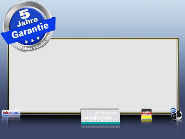Infrarotheizung 900 Watt ESG Glas schwarz Rahmen M10M + Optionen