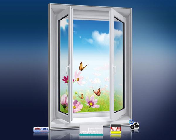 Infrarot Bildheizung 500 Watt 90x60 M10-SL Fensterblick Blumenwiese