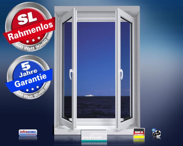 Infrarot Bildheizung 500 Watt 90x60 M10-SL Fensterblick Meer