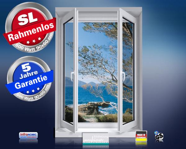 Infrarot Bildheizung 500 Watt 90x60 M10-SL Fensterblick Mallorca