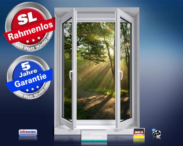 Infrarot Bildheizung 500 Watt 90x60 M10-SL Fensterblick Morgensonne