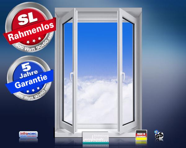 Infrarot Bildheizung 500 Watt 90x60 M10-SL Fensterblick Wolken