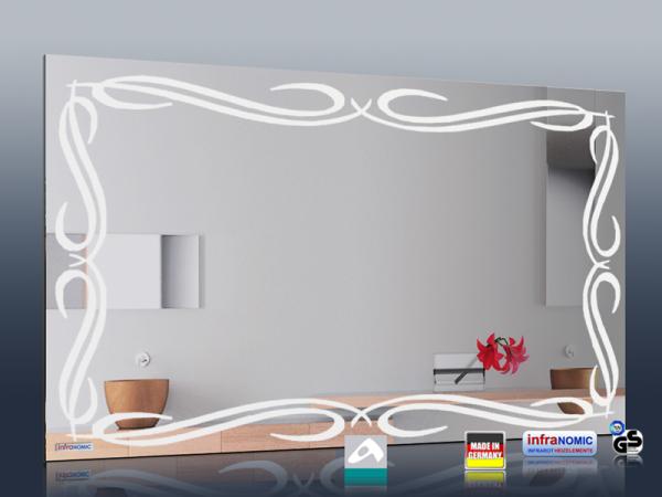 Design Spiegel mit Infrarotheizung Bad im 4 Größen Rahmenlos Tribal