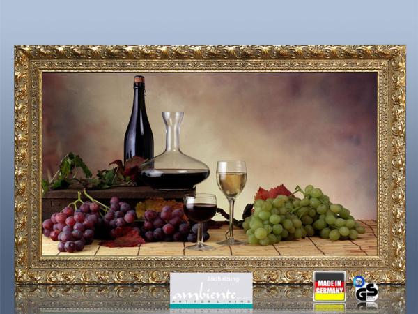 Infrarot Bildheizung 600 Watt 110x60 Stilrahmen StG Wein-Trauben