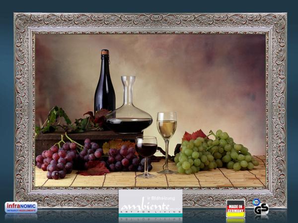 Infrarot Bildheizung 500 Watt 90x60 Stilrahmen StSi Wein-Trauben
