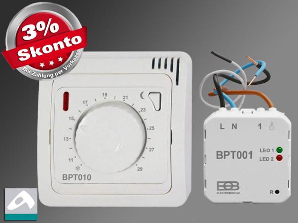 Funk Raumthermostat analog Set BT010 mit Unterputz Empfänger BT001